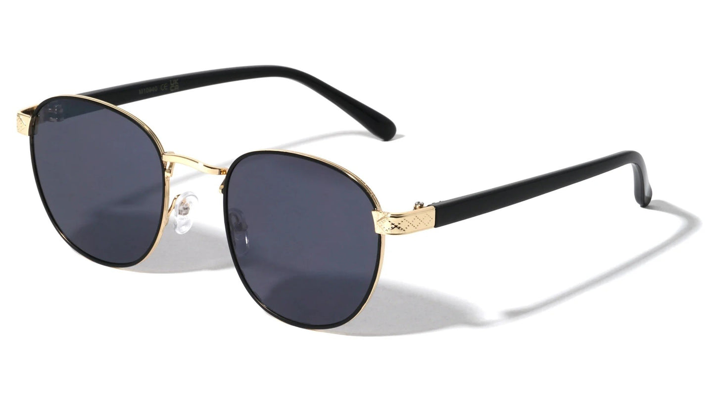 Engraved Hinge Retro Round Sunglasses m10940