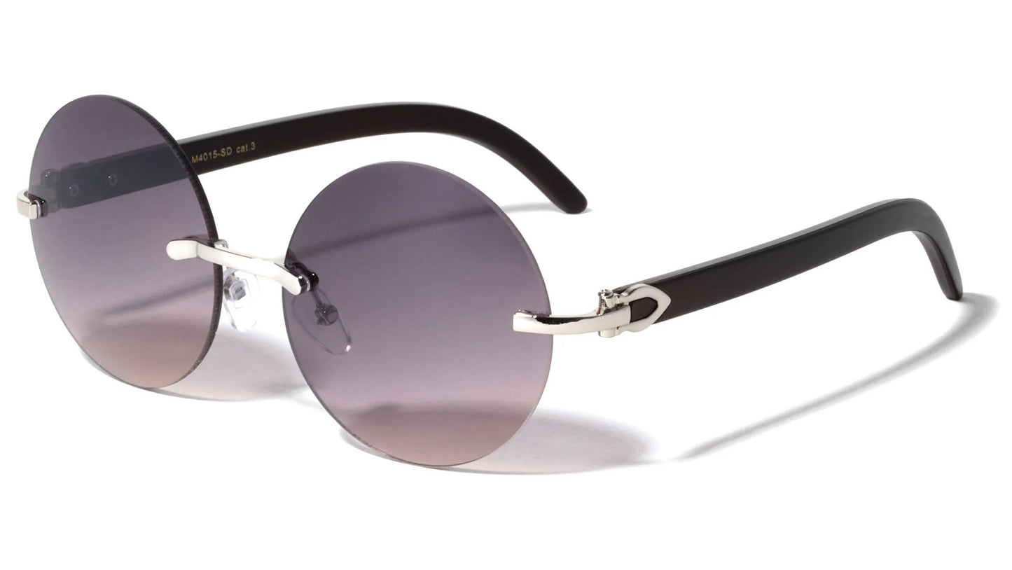 Wood Round Rimless Super Dark Shades m4015-sd