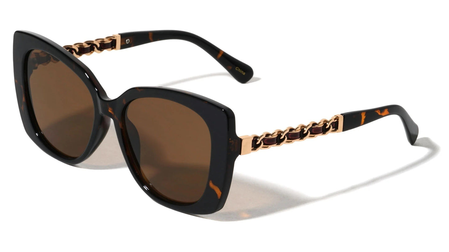 Chain Color Temple Cat Eye Sunglasses p30630