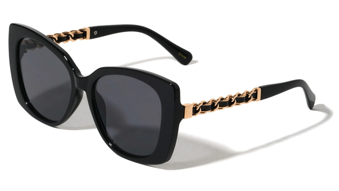 Chain Color Temple Cat Eye Sunglasses p30630