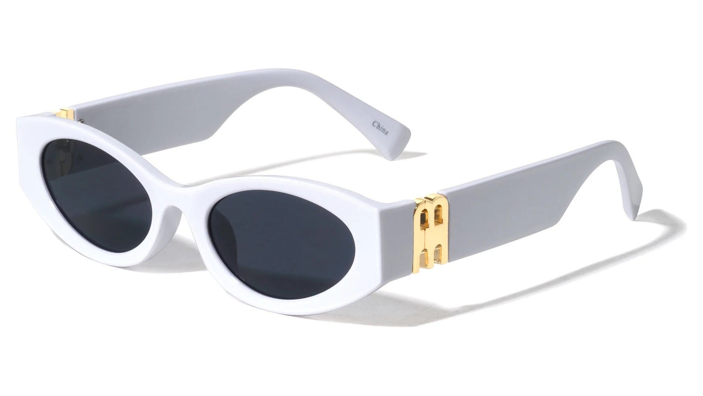 Thick Temple Oval Frame Sunglasses p1029