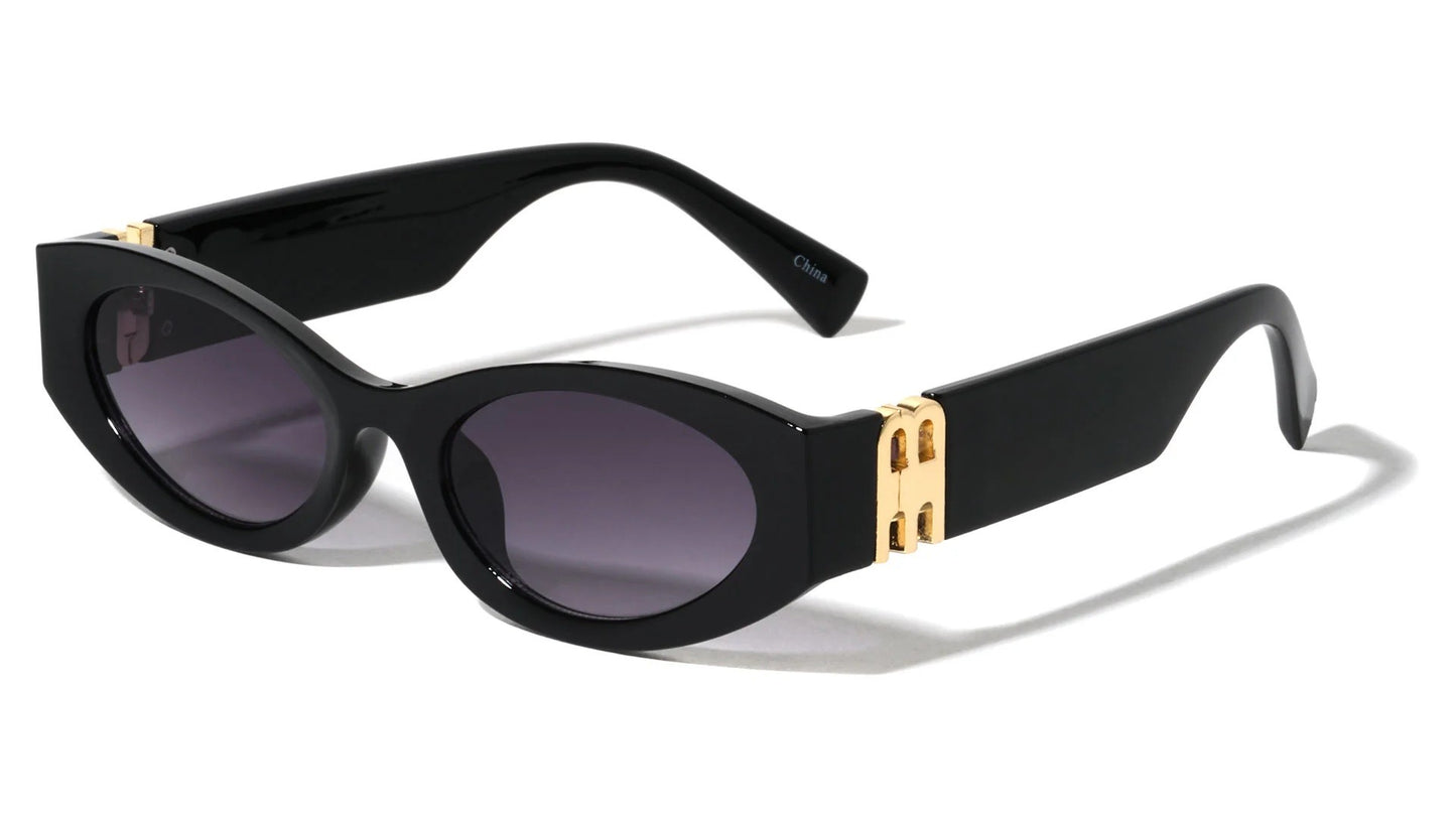 Thick Temple Oval Frame Sunglasses p1029