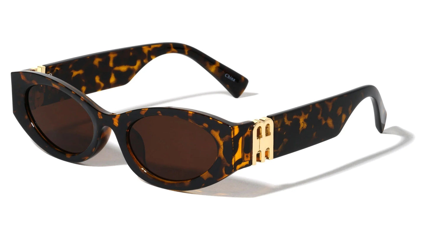 Thick Temple Oval Frame Sunglasses p1029