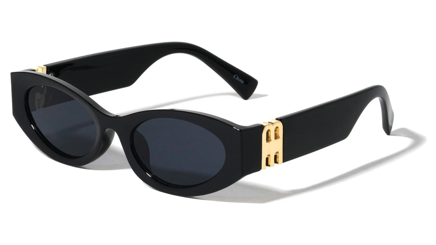 Thick Temple Oval Frame Sunglasses p1029