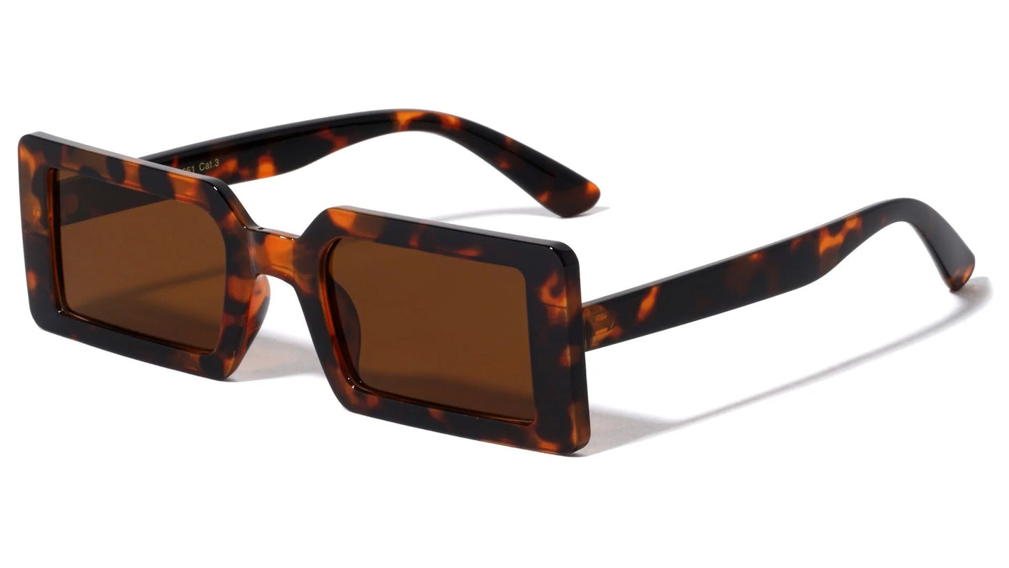 Wide Thick Frame Rectangle Sunglasses p6651