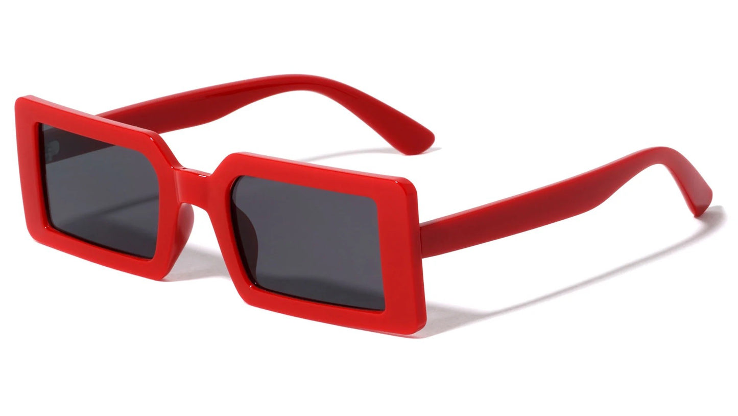 Wide Thick Frame Rectangle Sunglasses p6651