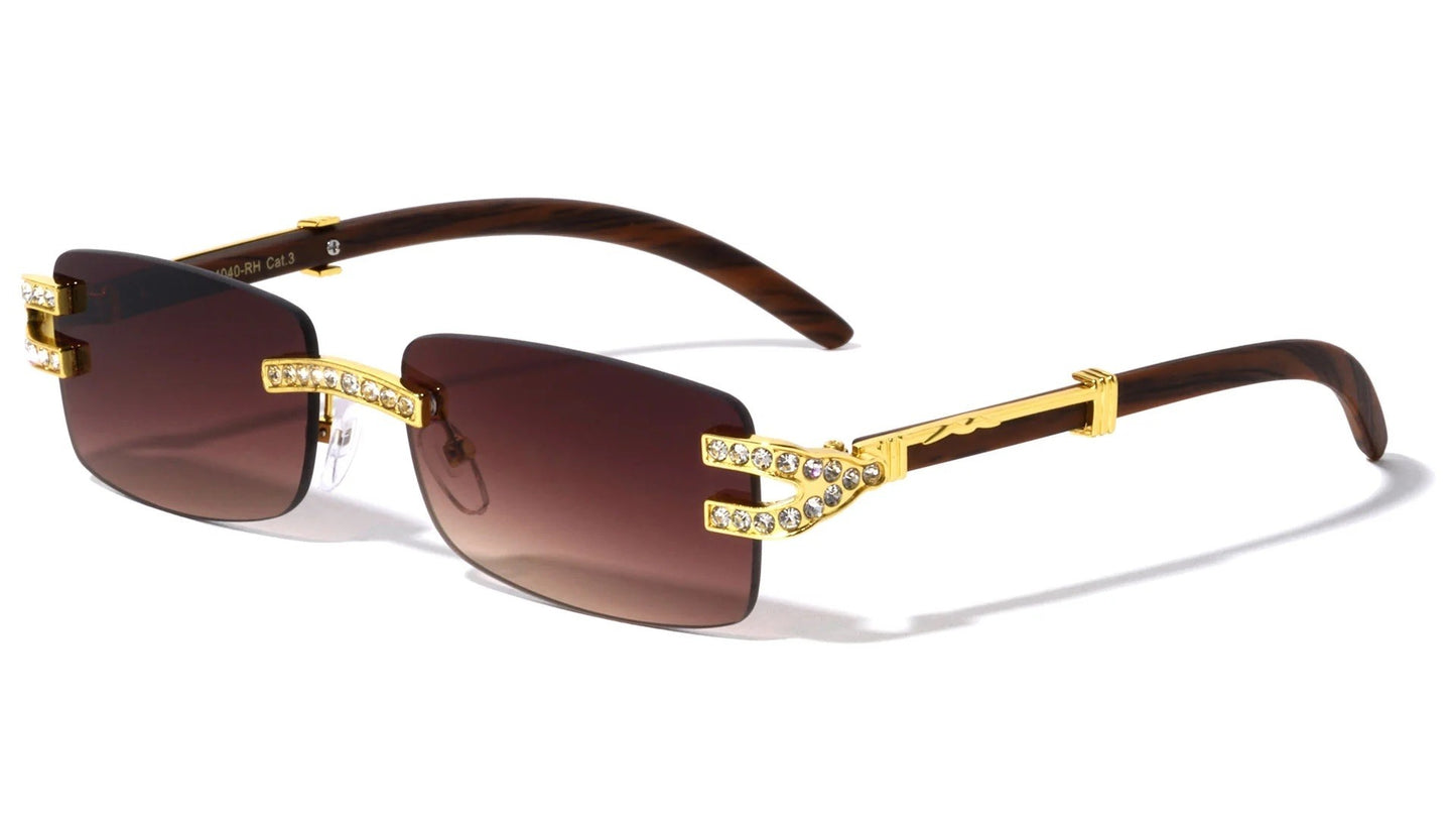 Rhinestone Rimless Sunglasses m4040-rh