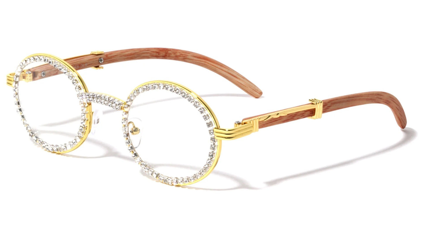 Rhinestone Wood Clear Lens rh-7069-clr