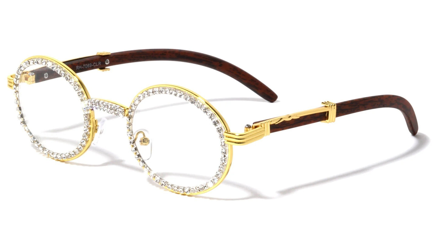 Rhinestone Wood Clear Lens rh-7069-clr