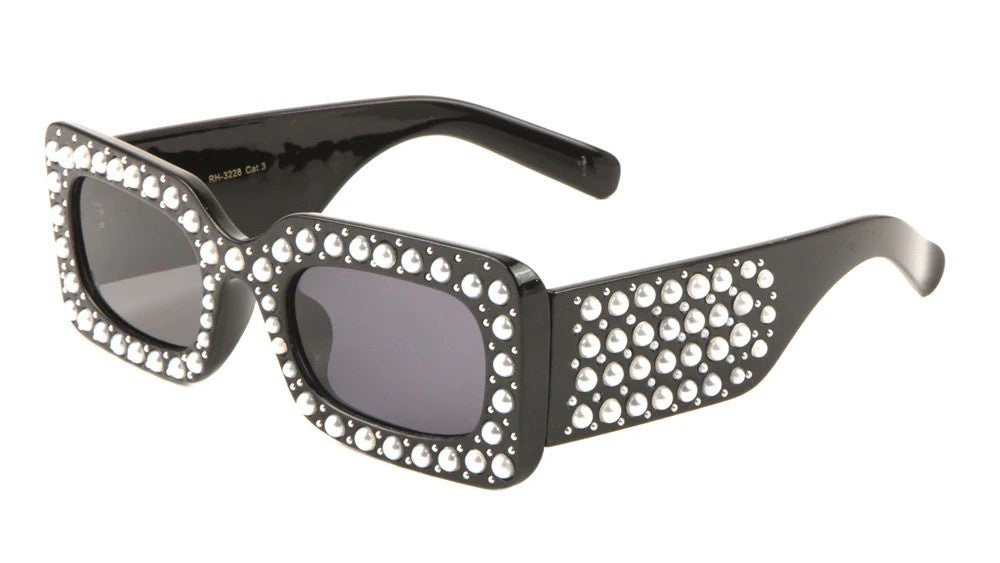Pearl Rhinestone Rectangle Sunglasses rh-3228