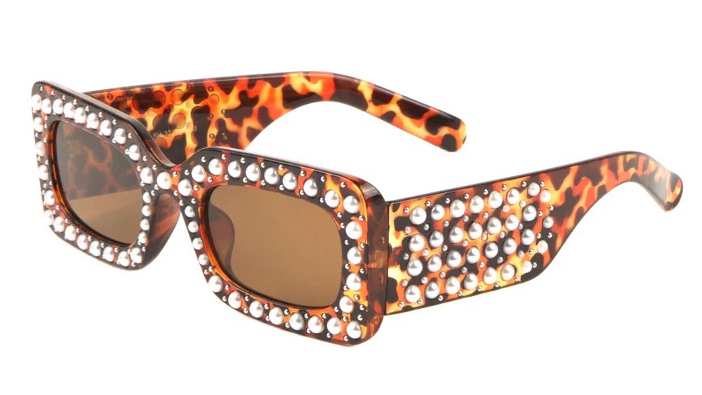 Pearl Rhinestone Rectangle Sunglasses rh-3228