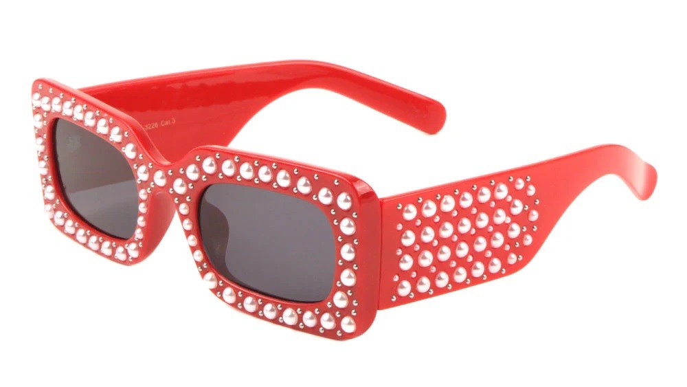 Pearl Rhinestone Rectangle Sunglasses rh-3228