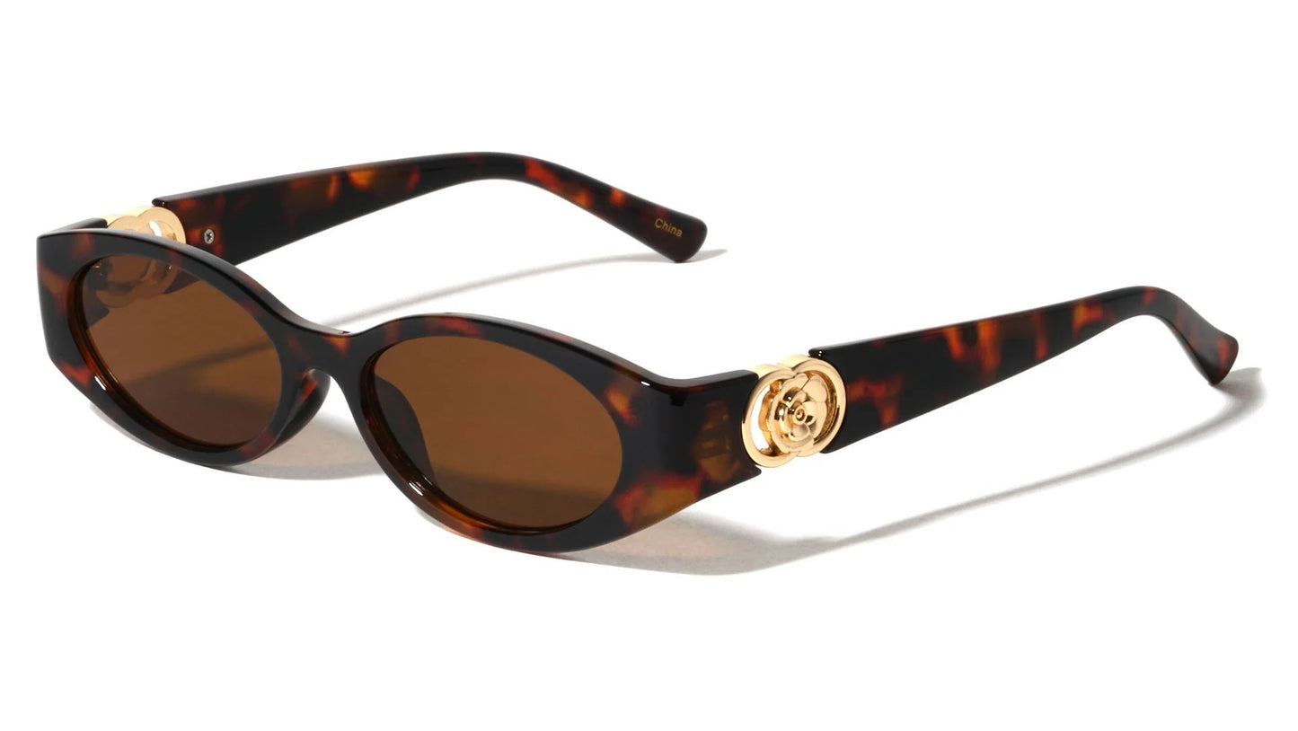 Flower Hinge Oval Sunglasses p1085