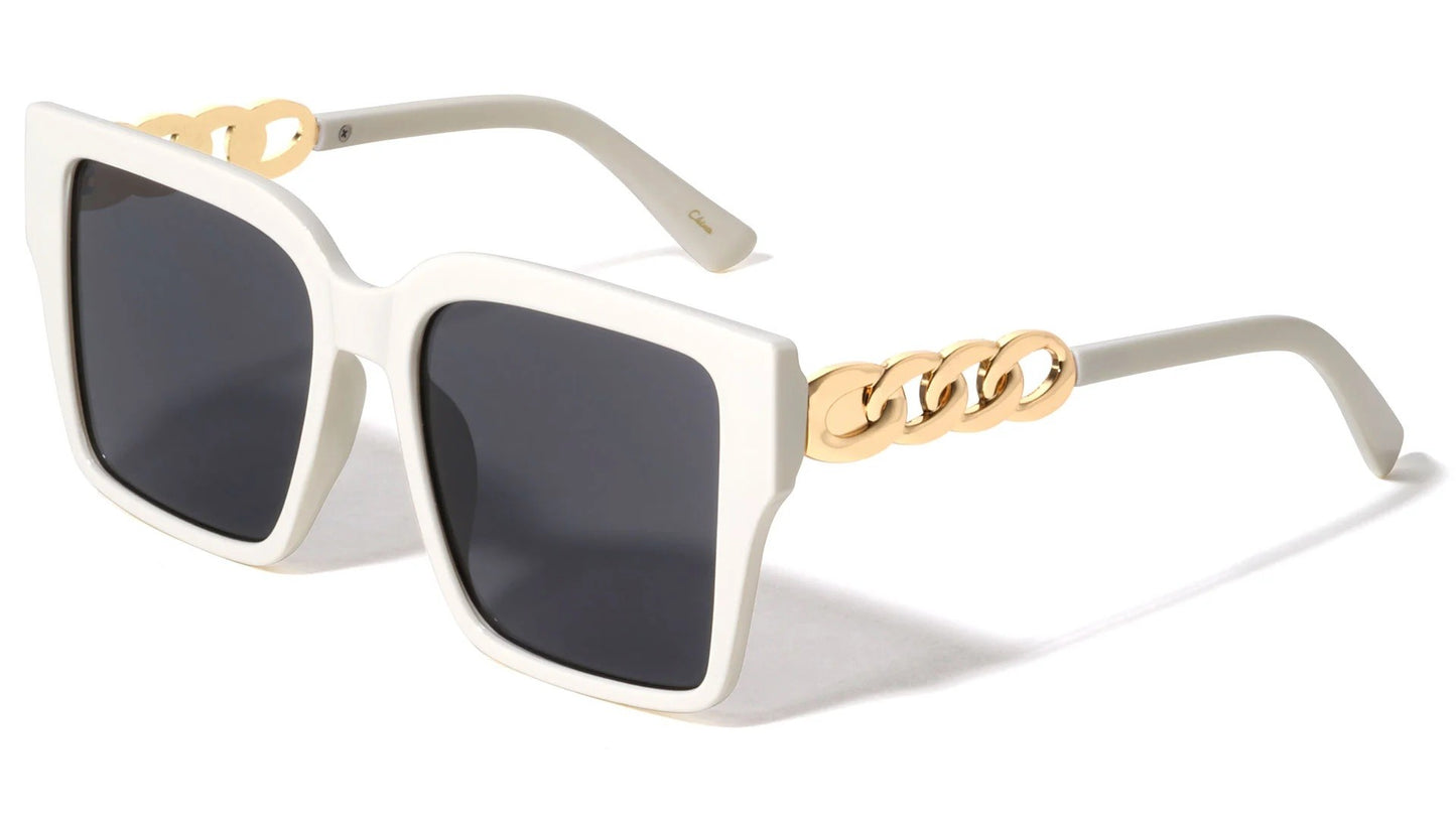 Retro Cat Eye Chain Temple Sunglasses p30436