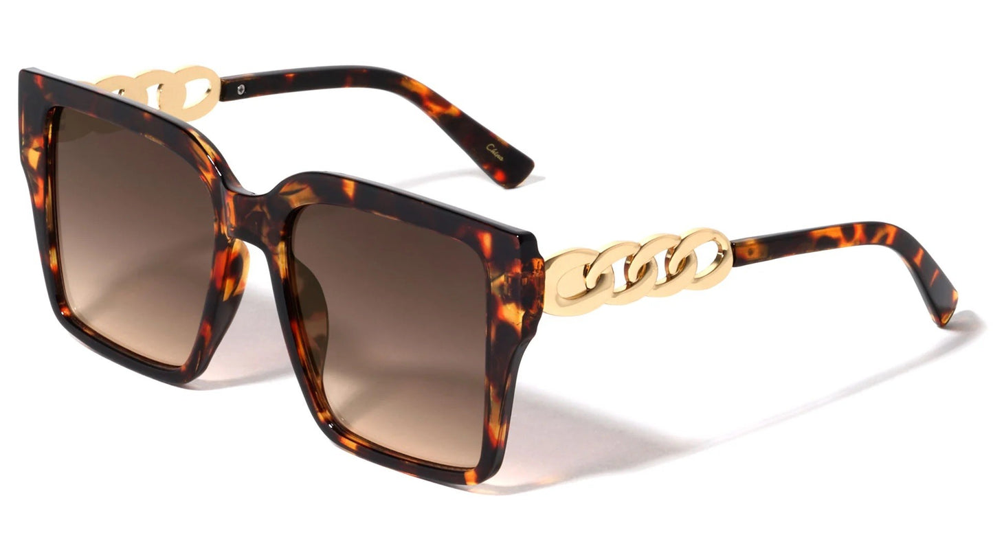 Retro Cat Eye Chain Temple Sunglasses p30436