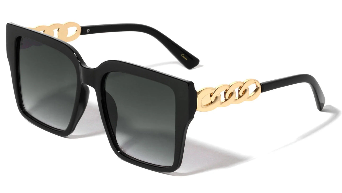 Retro Cat Eye Chain Temple Sunglasses p30436