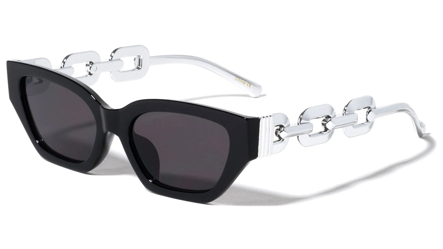 Large Chain Temple Angular Cat Eye p30426