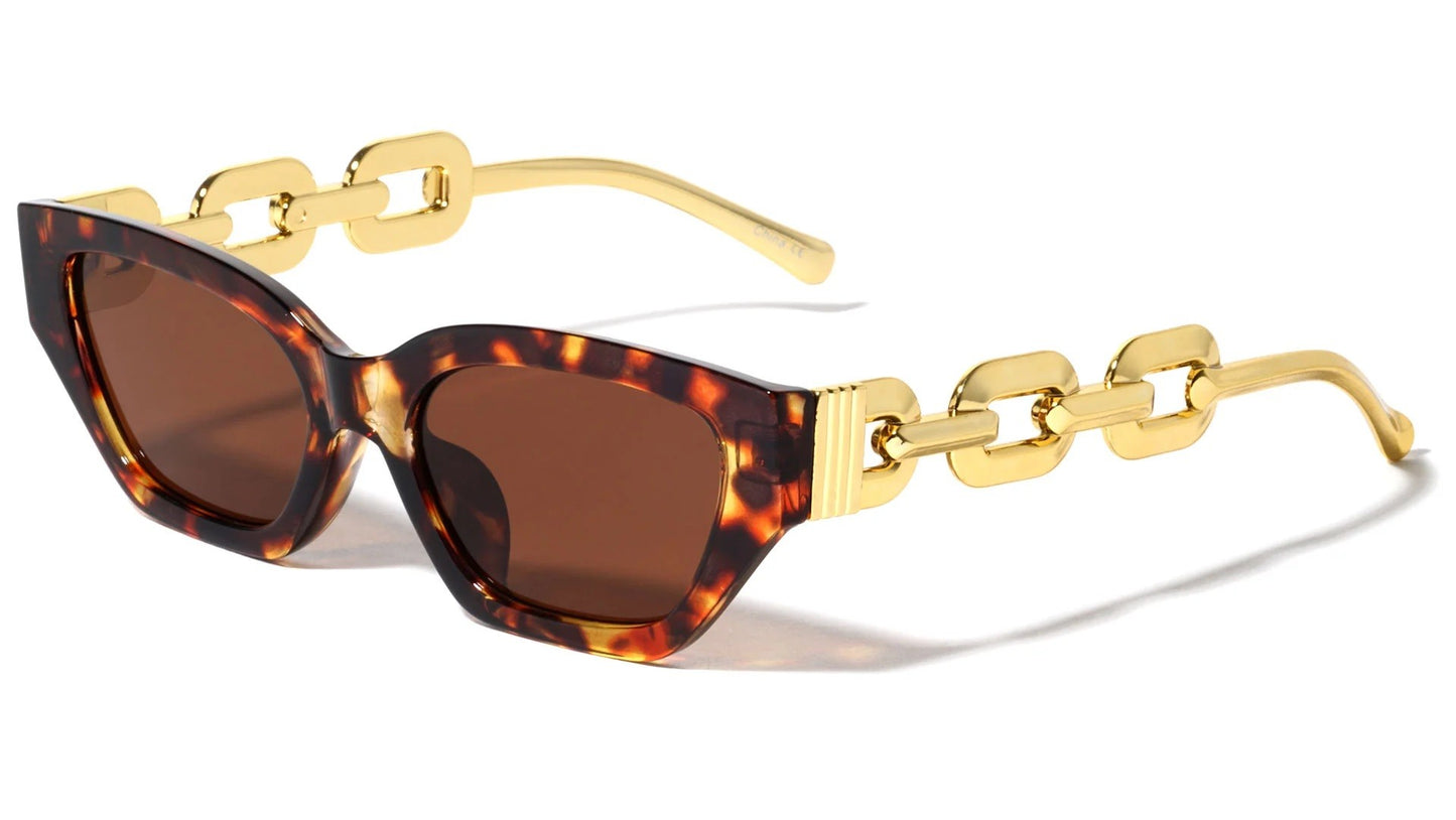 Large Chain Temple Angular Cat Eye p30426