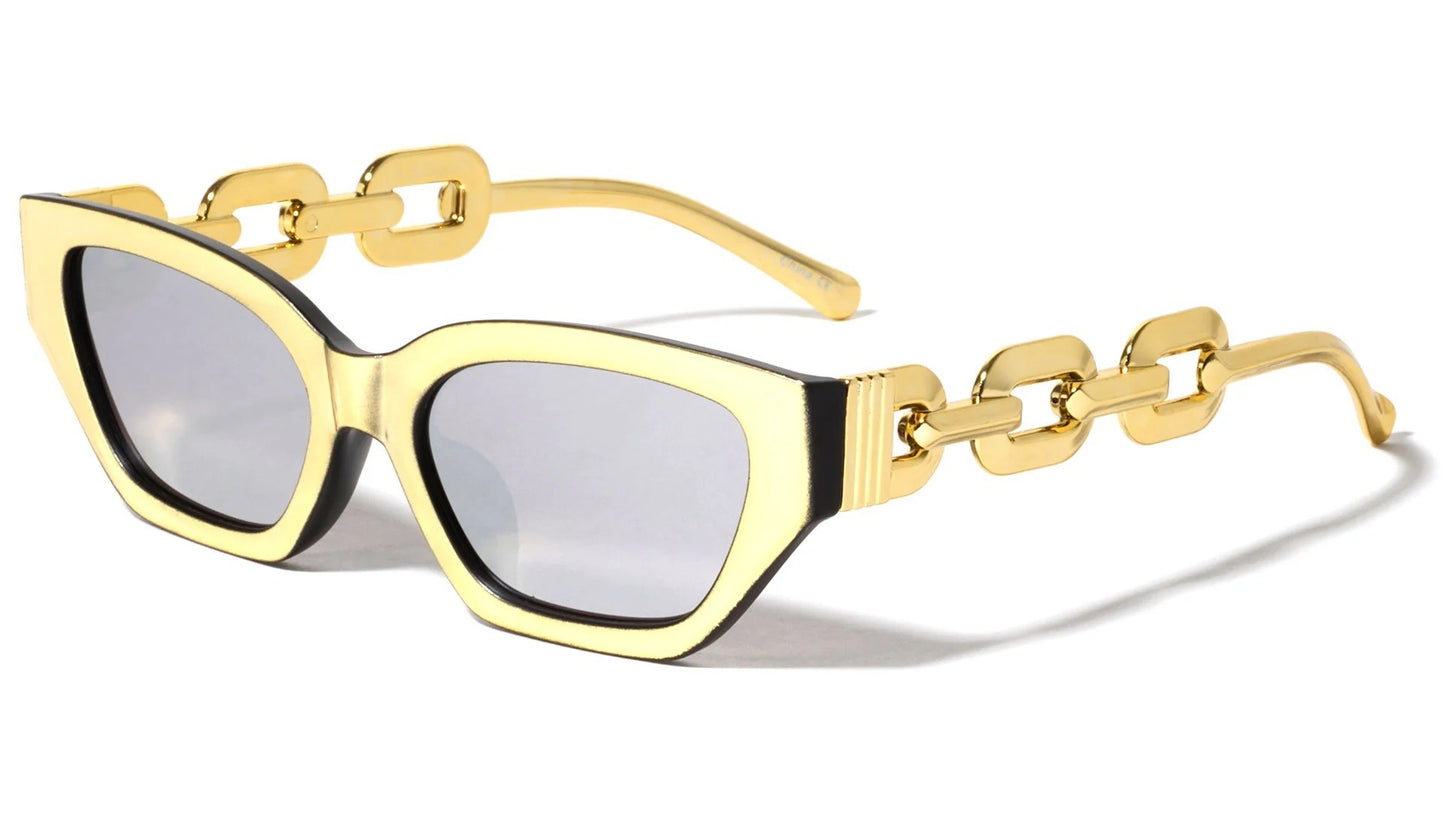 Large Chain Temple Angular Cat Eye p30426