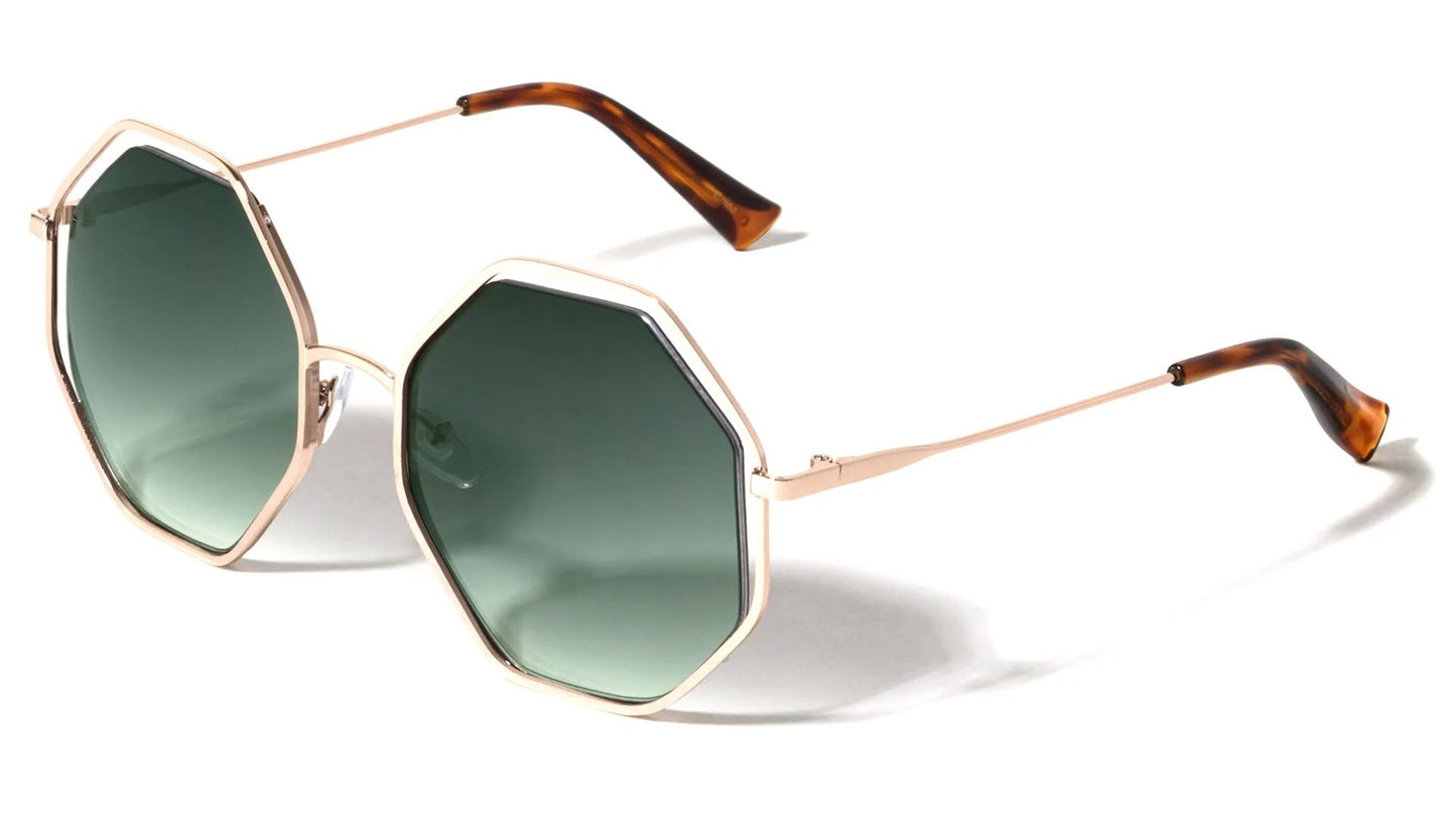 Metallic Octagon Frame Sunglasses m10604