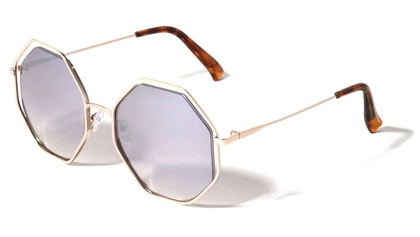 Metallic Octagon Frame Sunglasses m10604