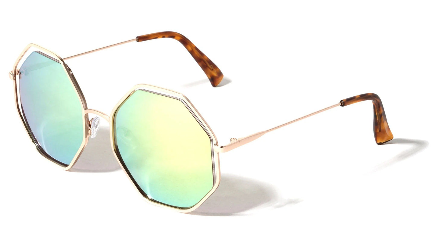 Metallic Octagon Frame Sunglasses m10604