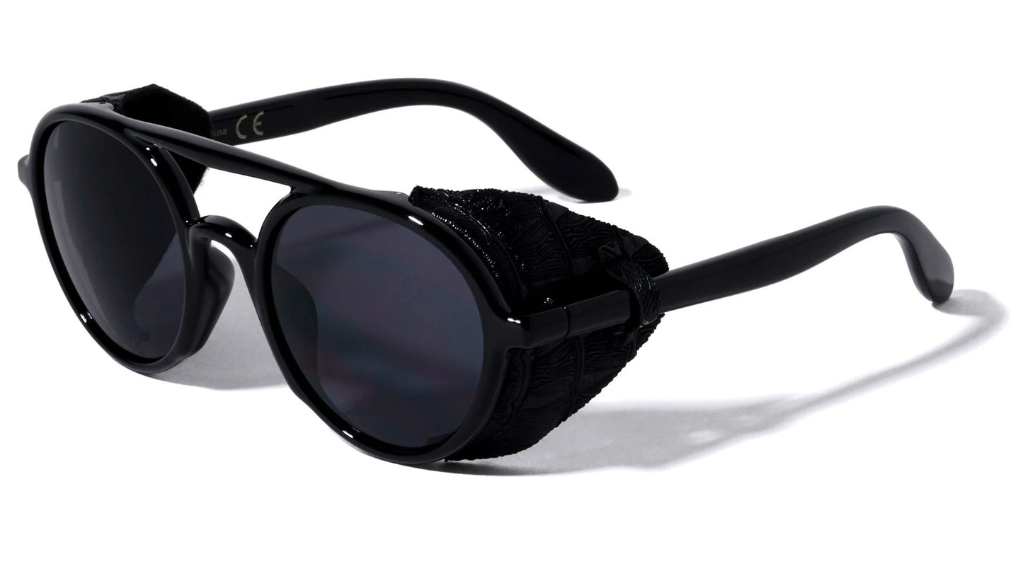 Round Leather Side Shield Sunglasses p30379