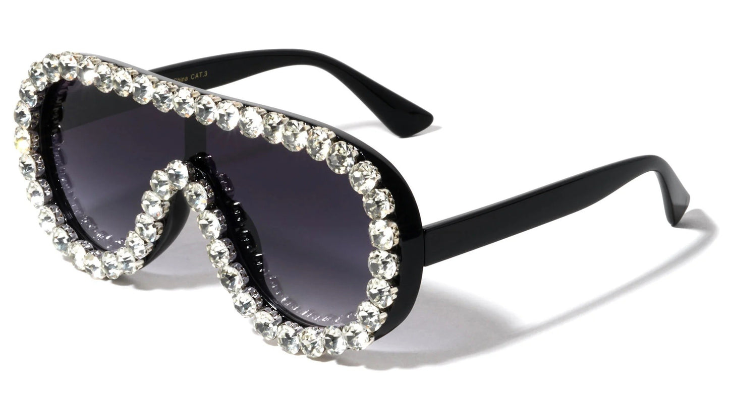 Rhinestone Flat Top Shield Aviator rh-3252