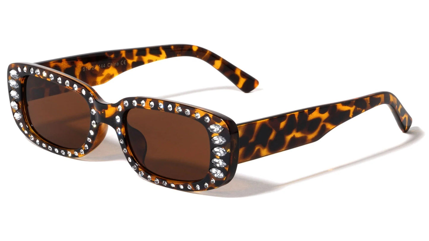 Rhinestone Rectangle Sunglasses rh-3263