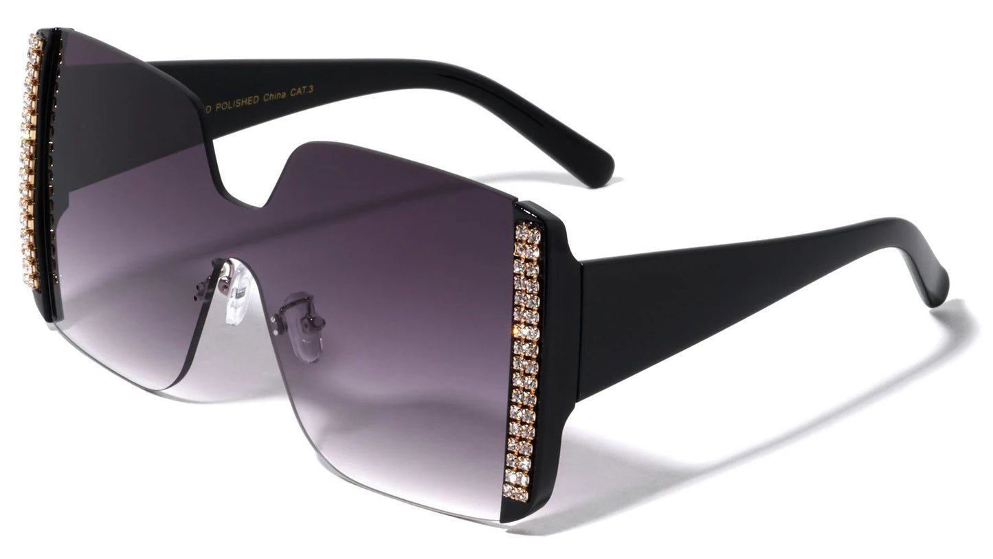 Rimless Rhinestone Oversized Frame p30419-rh