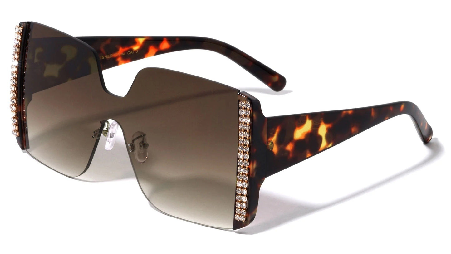Rimless Rhinestone Oversized Frame p30419-rh