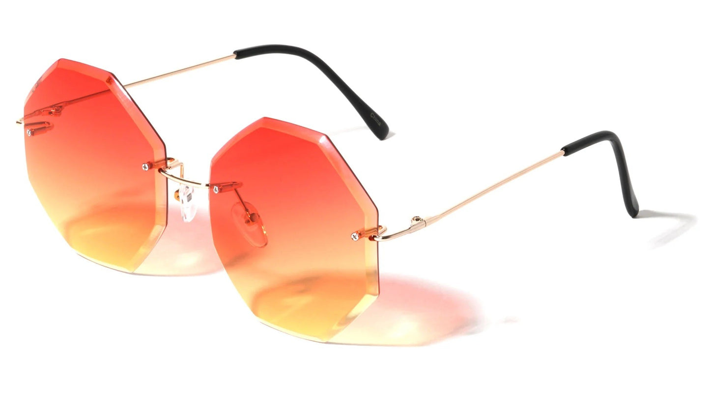 Metallic Rimless Octagon Frame m10584-oc