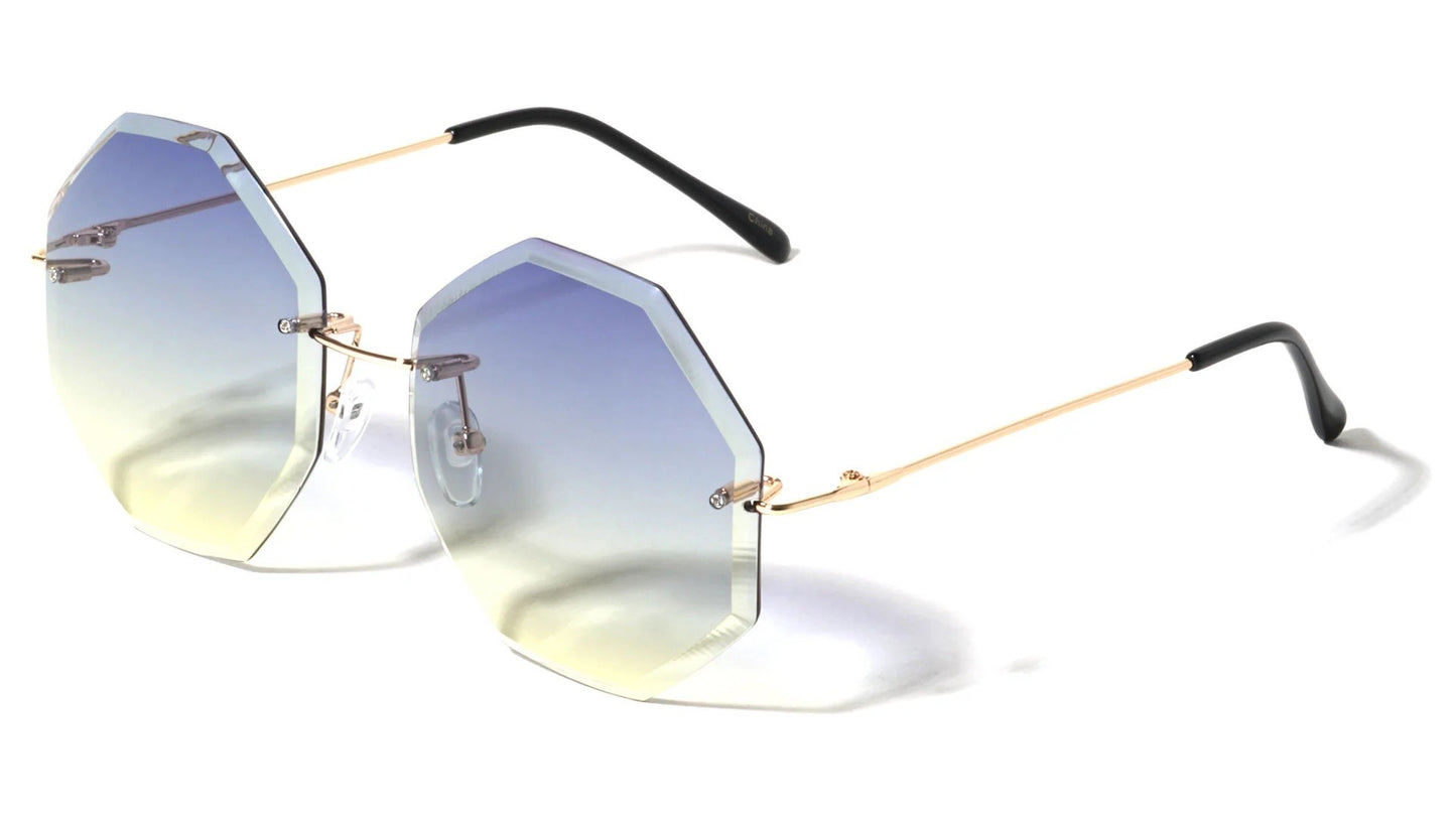 Metallic Rimless Octagon Frame m10584-oc