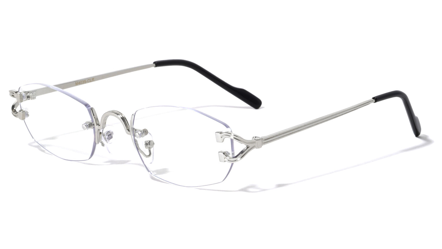 Rimless Rectangle Clear Lens m4035-clr