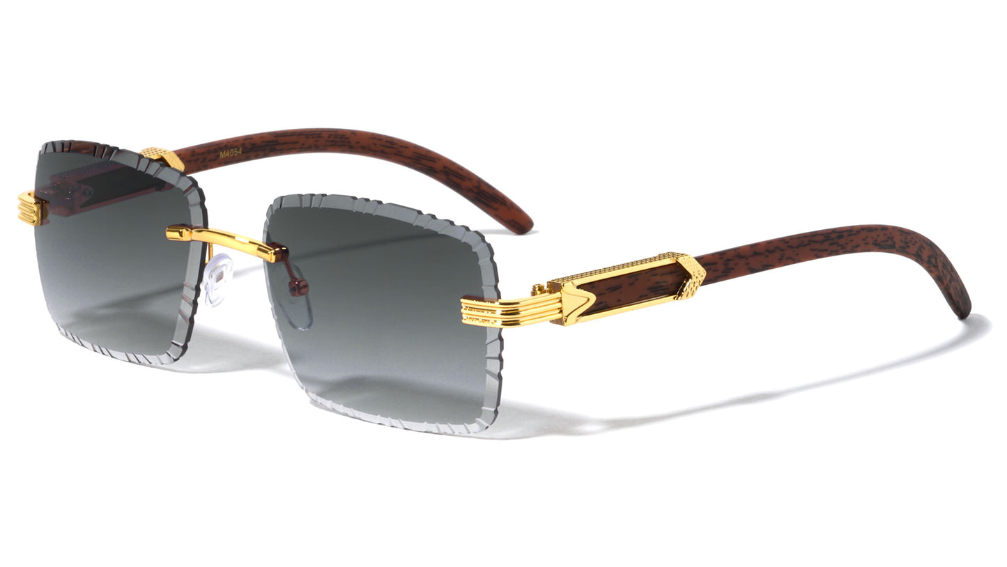 Rimless Diamond Edge Wood Temple m4054