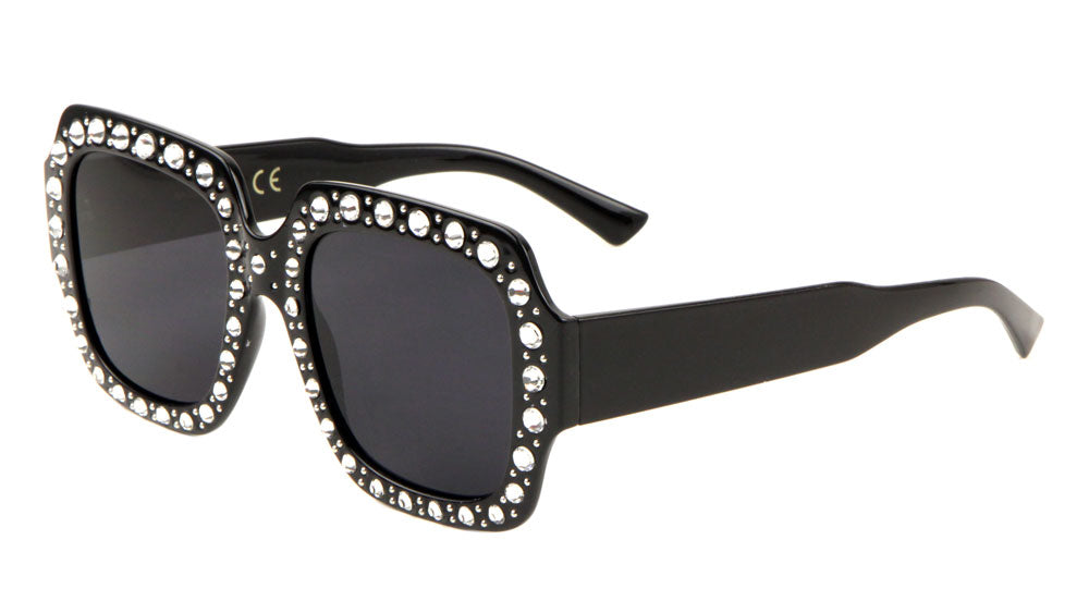 Rhinestone Square Frame Sunglasses rh-3231