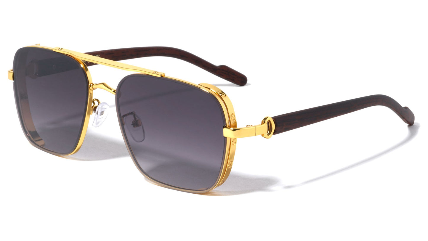 Metal Wood Temple Aviator m10894