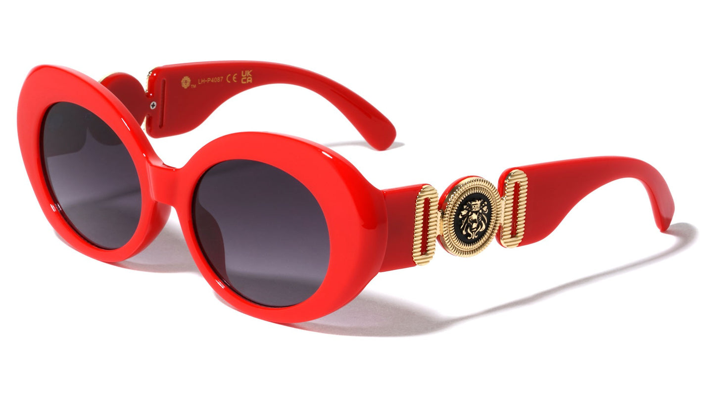 Lion Head Coin Logo Oval Sunglasses lh-p4087