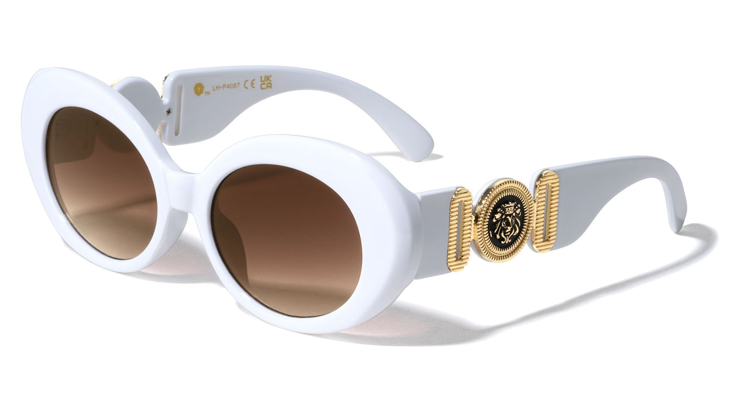 Lion Head Coin Logo Oval Sunglasses lh-p4087