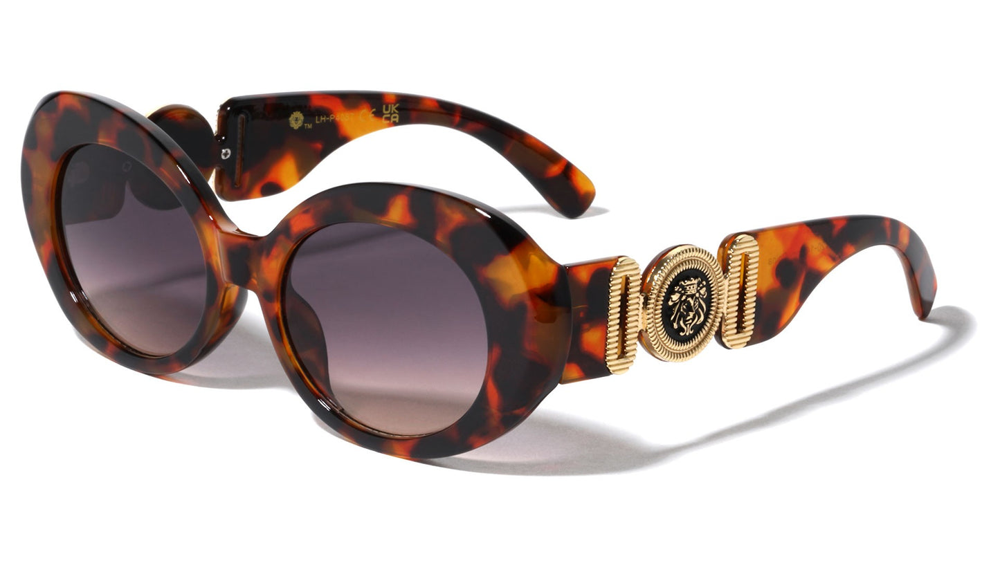 Lion Head Coin Logo Oval Sunglasses lh-p4087