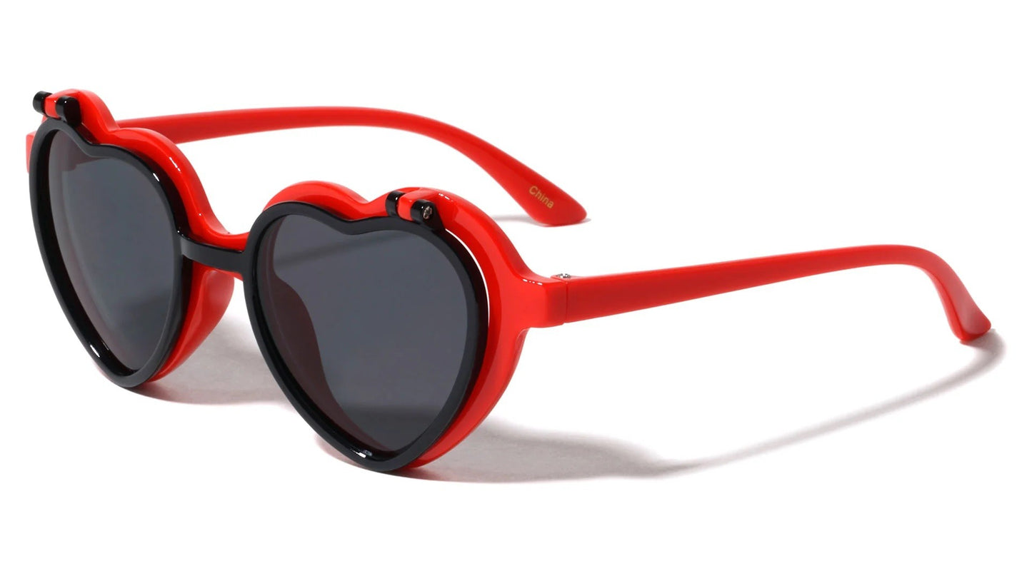 Kids Flip Up Heart Shaped Shades k830- flip