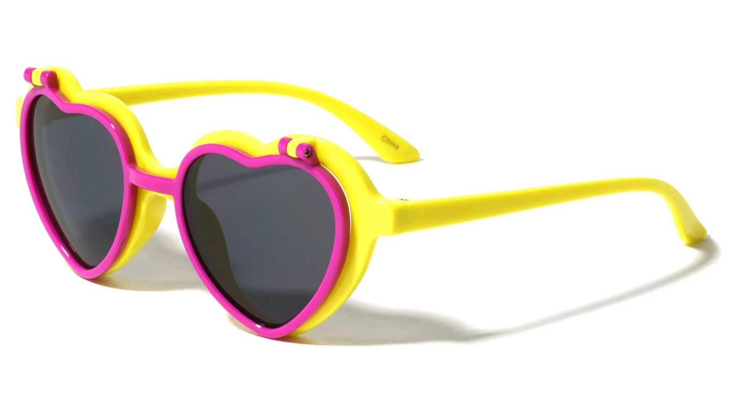 Kids Flip Up Heart Shaped Shades k830- flip