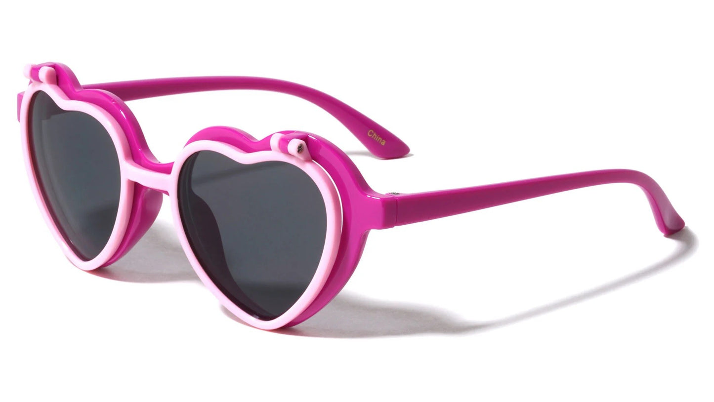 Kids Flip Up Heart Shaped Shades k830- flip
