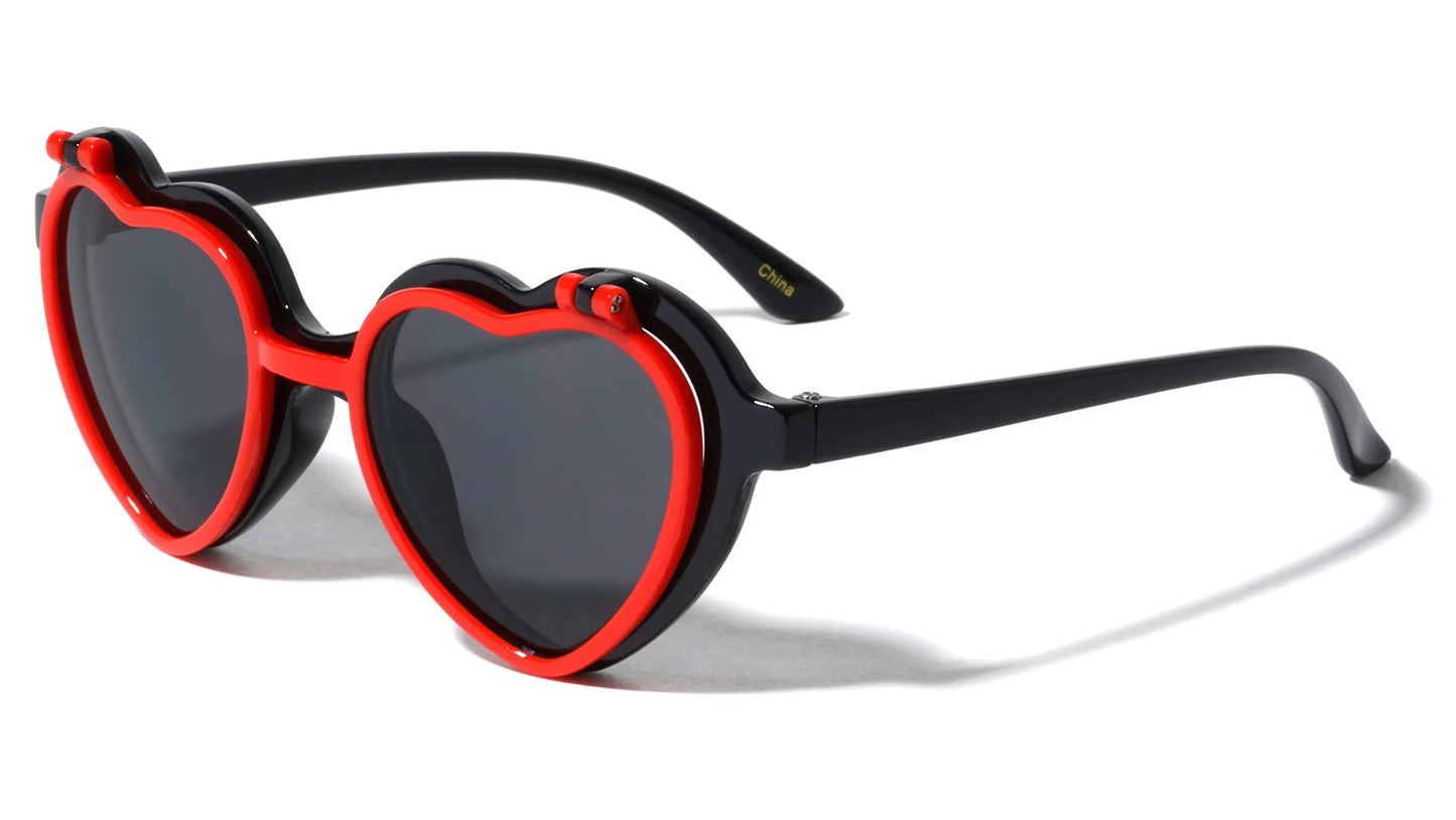 Kids Flip Up Heart Shaped Shades k830- flip