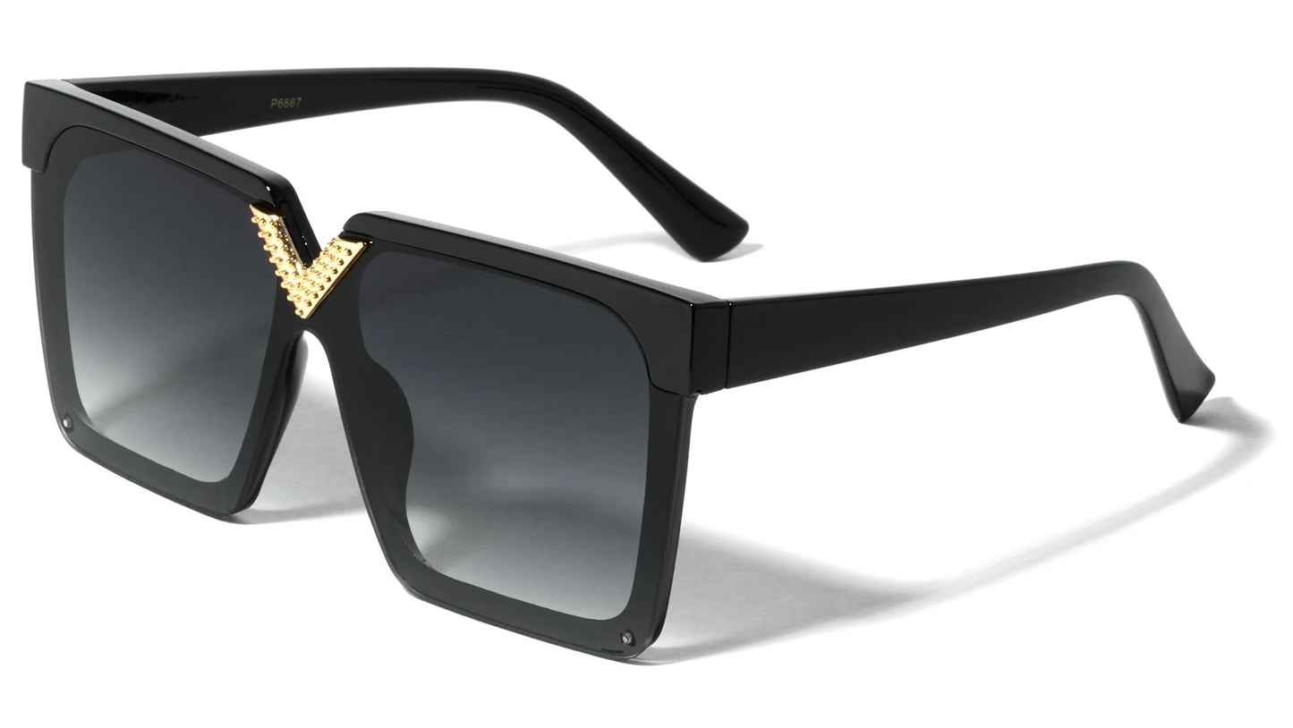 Oversized Flat Top Semi Rimless Shades p6667