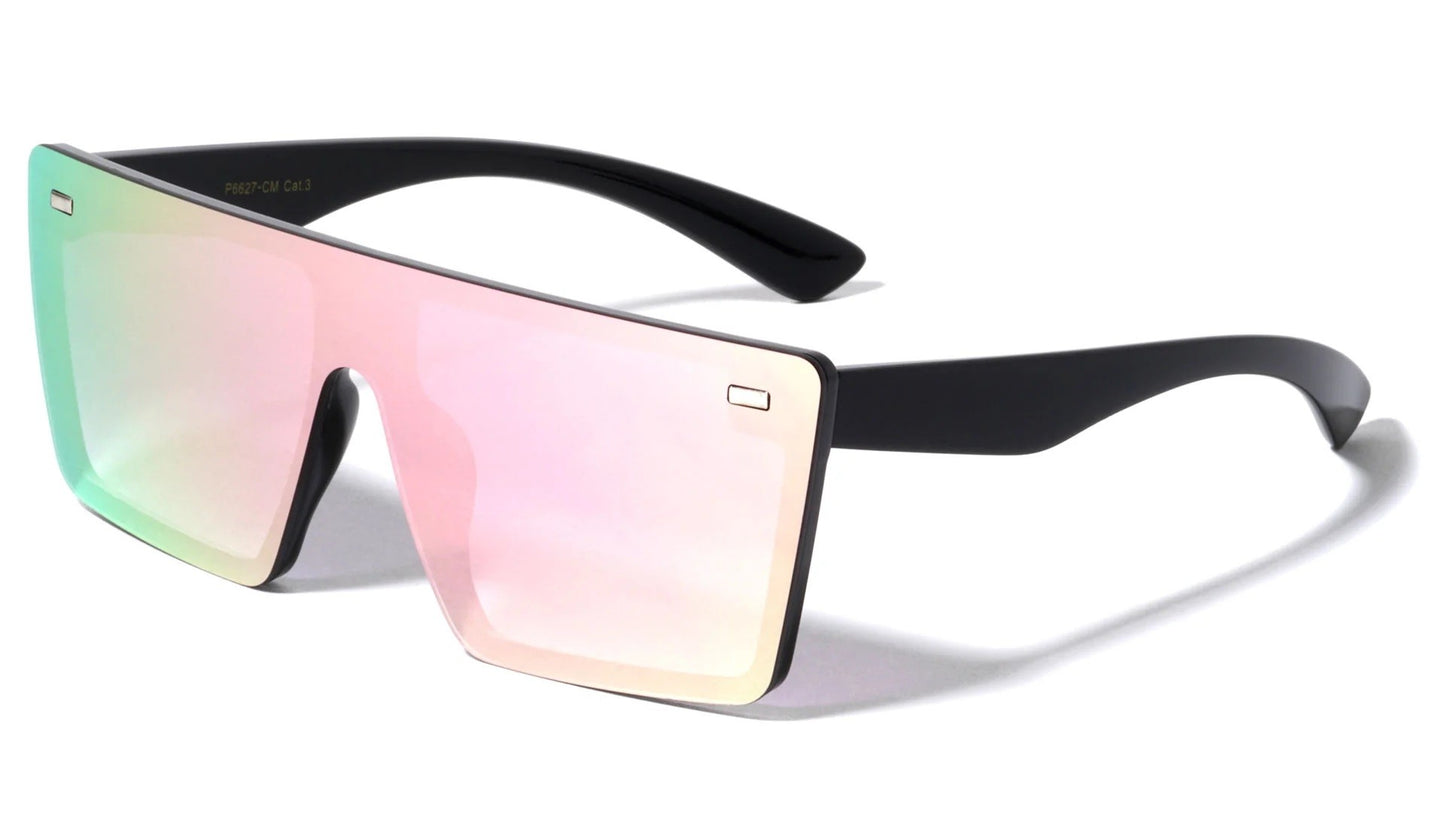 Flat Top Rimless Shield Sunglasses p6627-cm