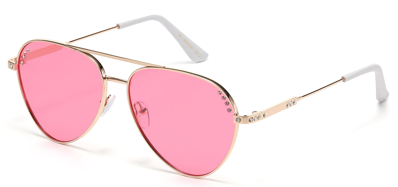 Rhinestone Metallic Aviator Sunglasses rs2081