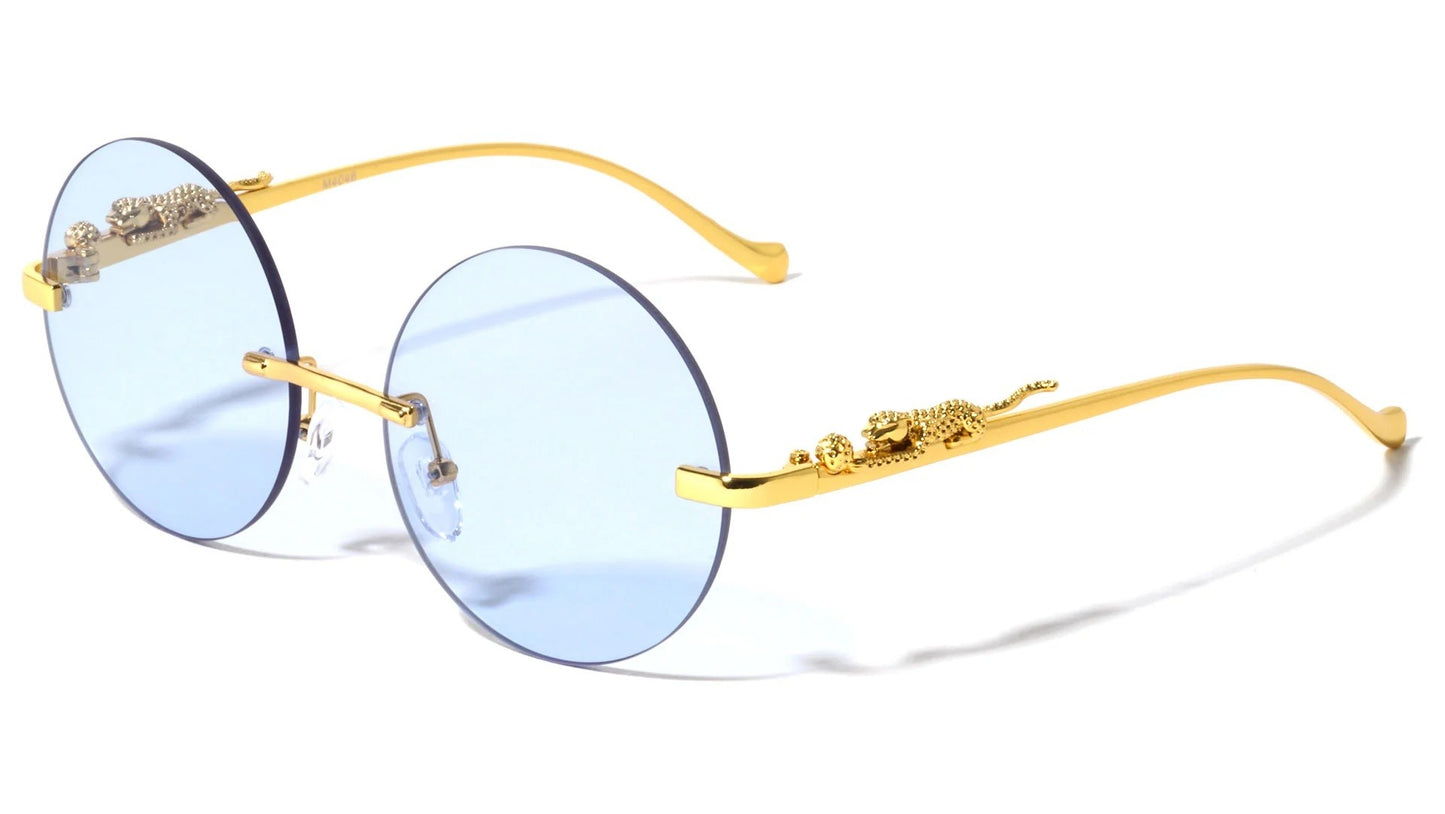 Rimless Round Jaguar Temple Shades m4046