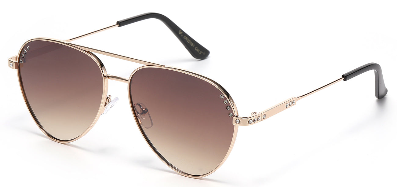 Rhinestone Metallic Aviator Sunglasses rs2081