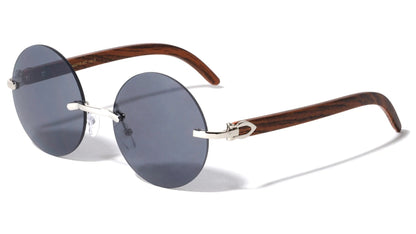 Wood Round Rimless Super Dark Shades m4015-sd